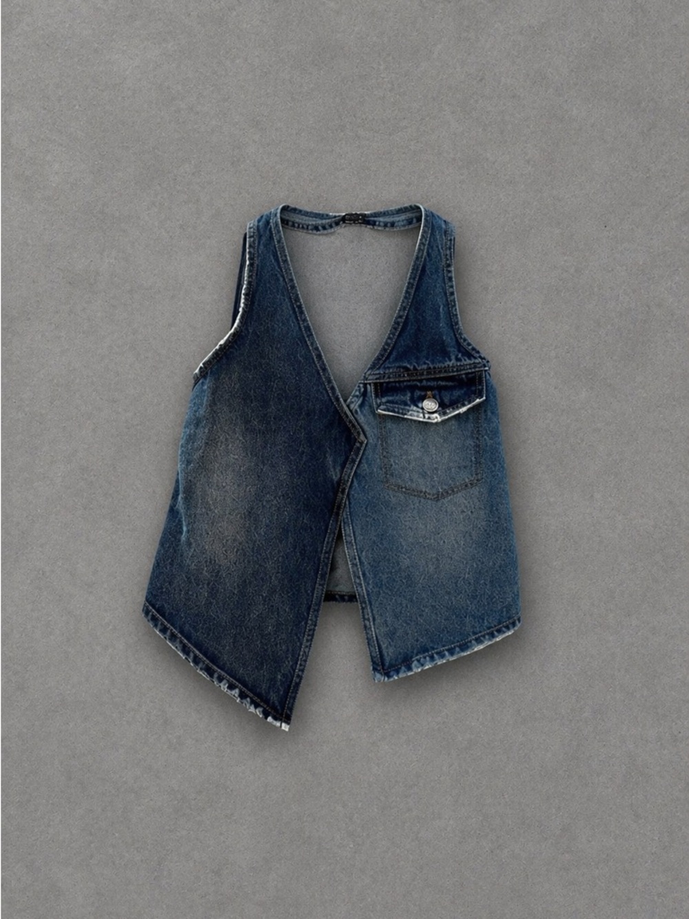 Zara Reconstructed Denim Halter Top Size XS